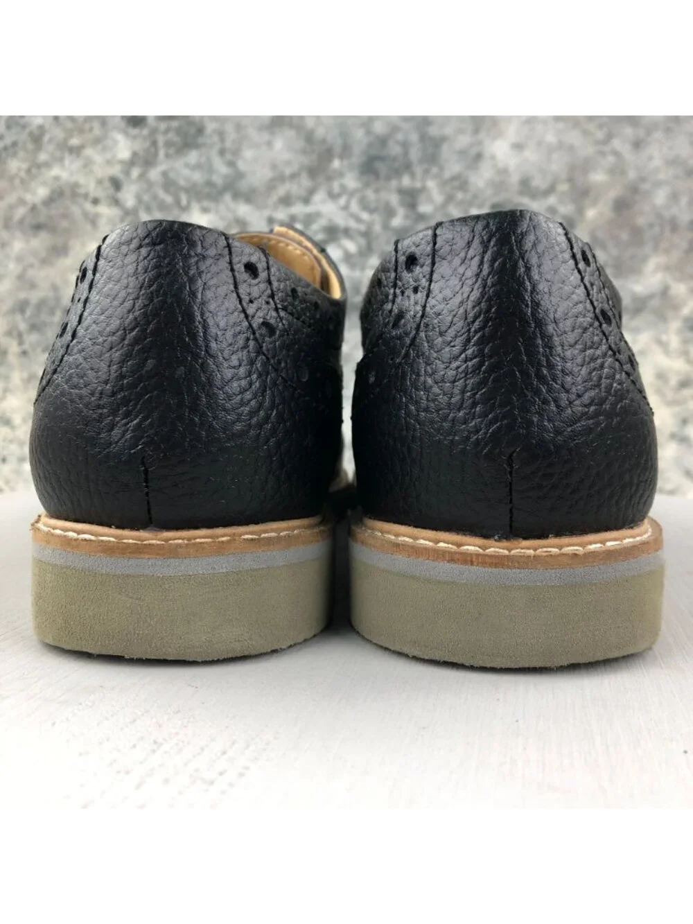 Weatherproof Vintage Shoes Men's Size 9M Wayne Black Leather Wingtip Oxfords